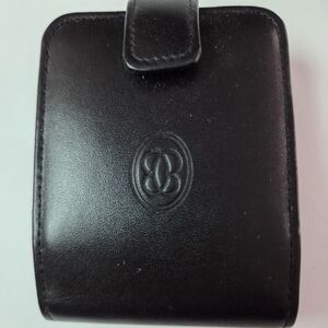 BUXTON Leather Double  Lipstick Case and mirror,  Black